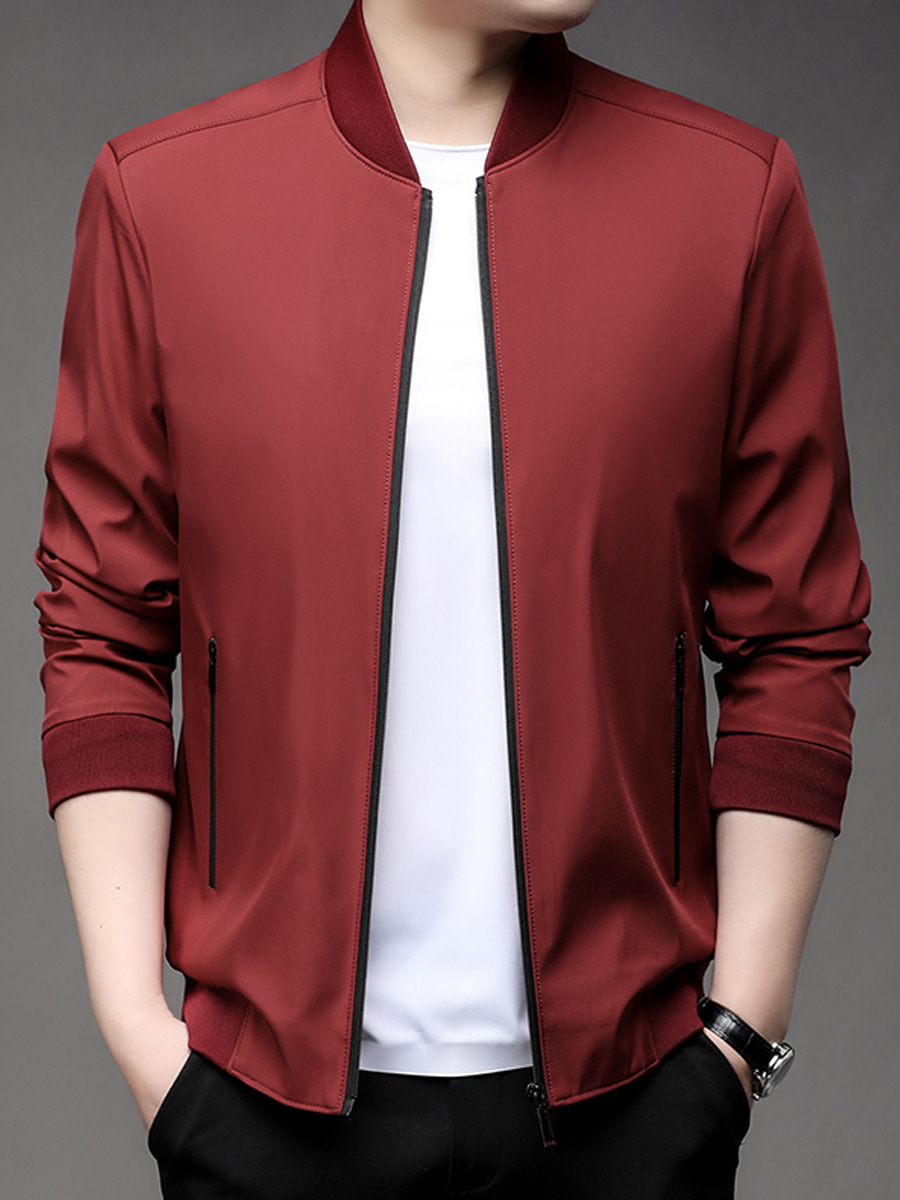 Solid Color Jacket Men's 2025 Spring and Autumn New Casual All-match Fashion Top Middle-aged Men's Jacket Baseball Suit