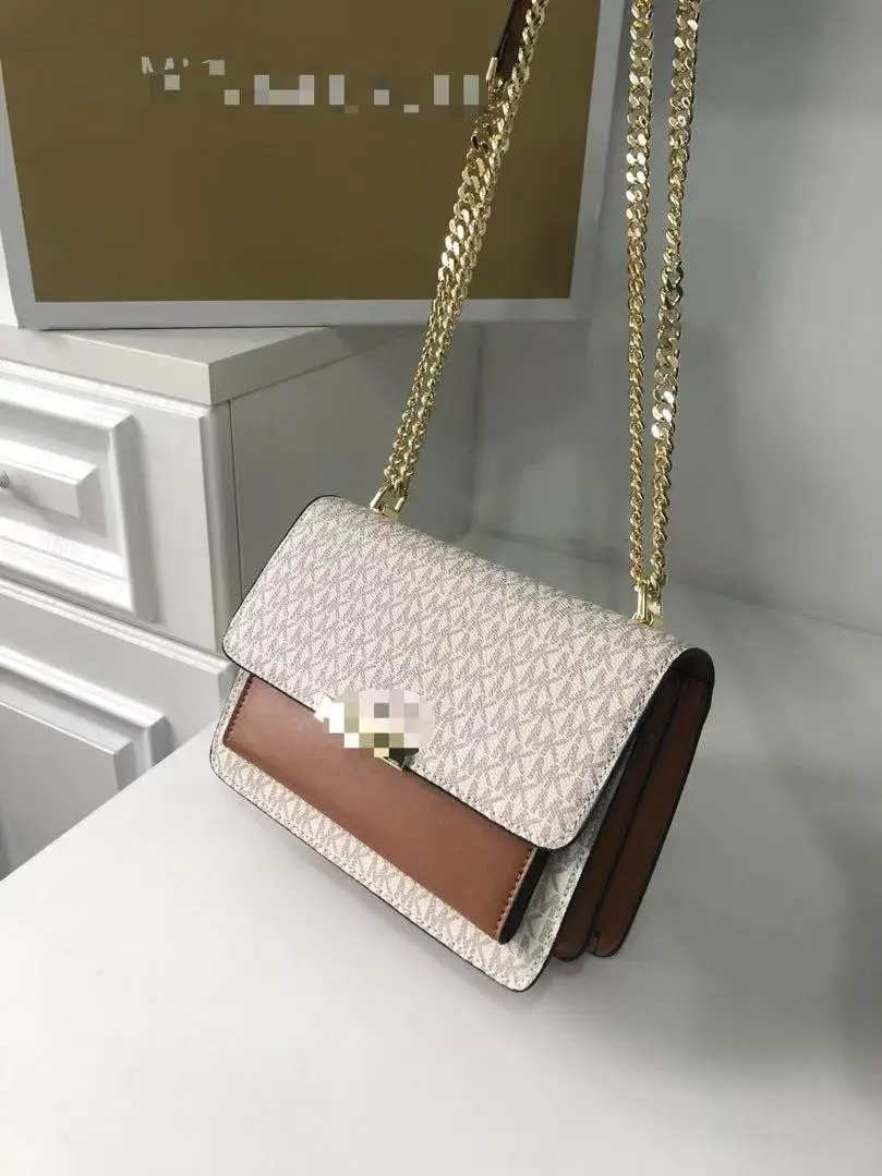 2023 New MK Women's Bag Organ Bag Summer New JADE Letter Shoulder Crossbody Chain Bag Genuine Leather Small Square Bag