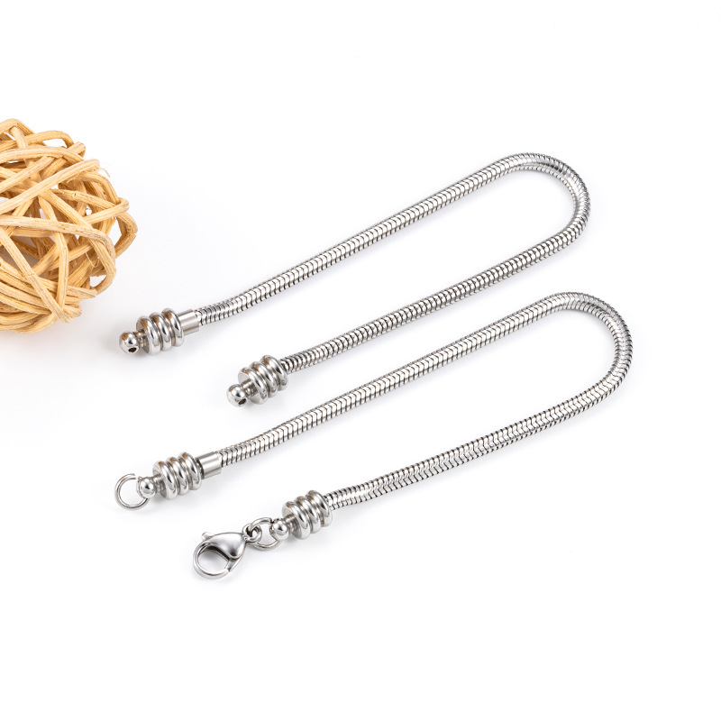 New stainless steel bracelet round snake chain can be unscrewed bracelet bracelet rope diy stainless steel jewelry chain in stock wholesale