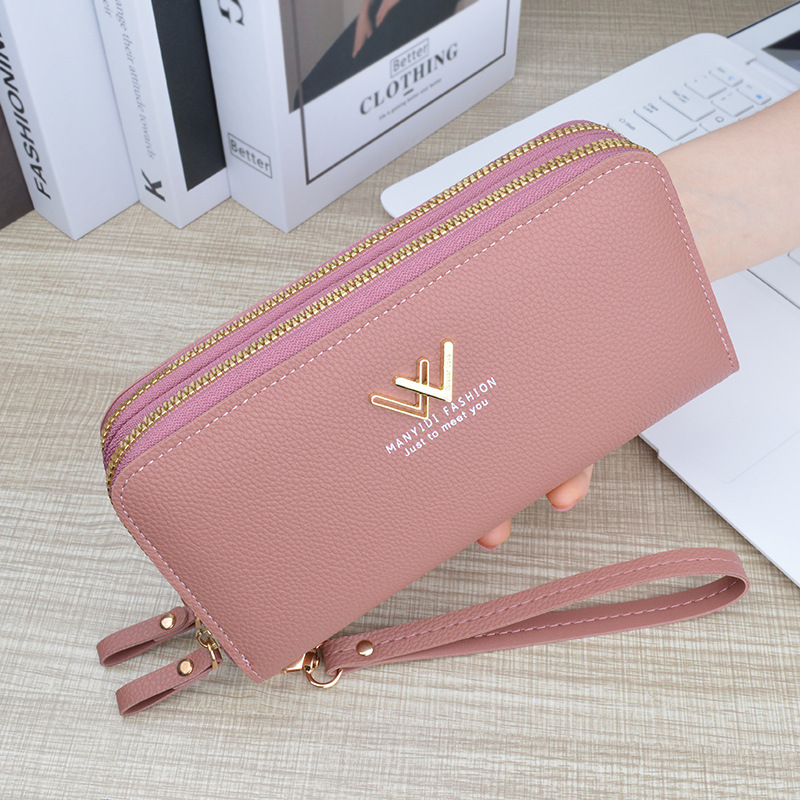 New Style Wallet Women's Long Wallet Double Zipper Clutch Bag Fashionable Simple Large Capacity Double Layer Wallet Mobile Phone Bag