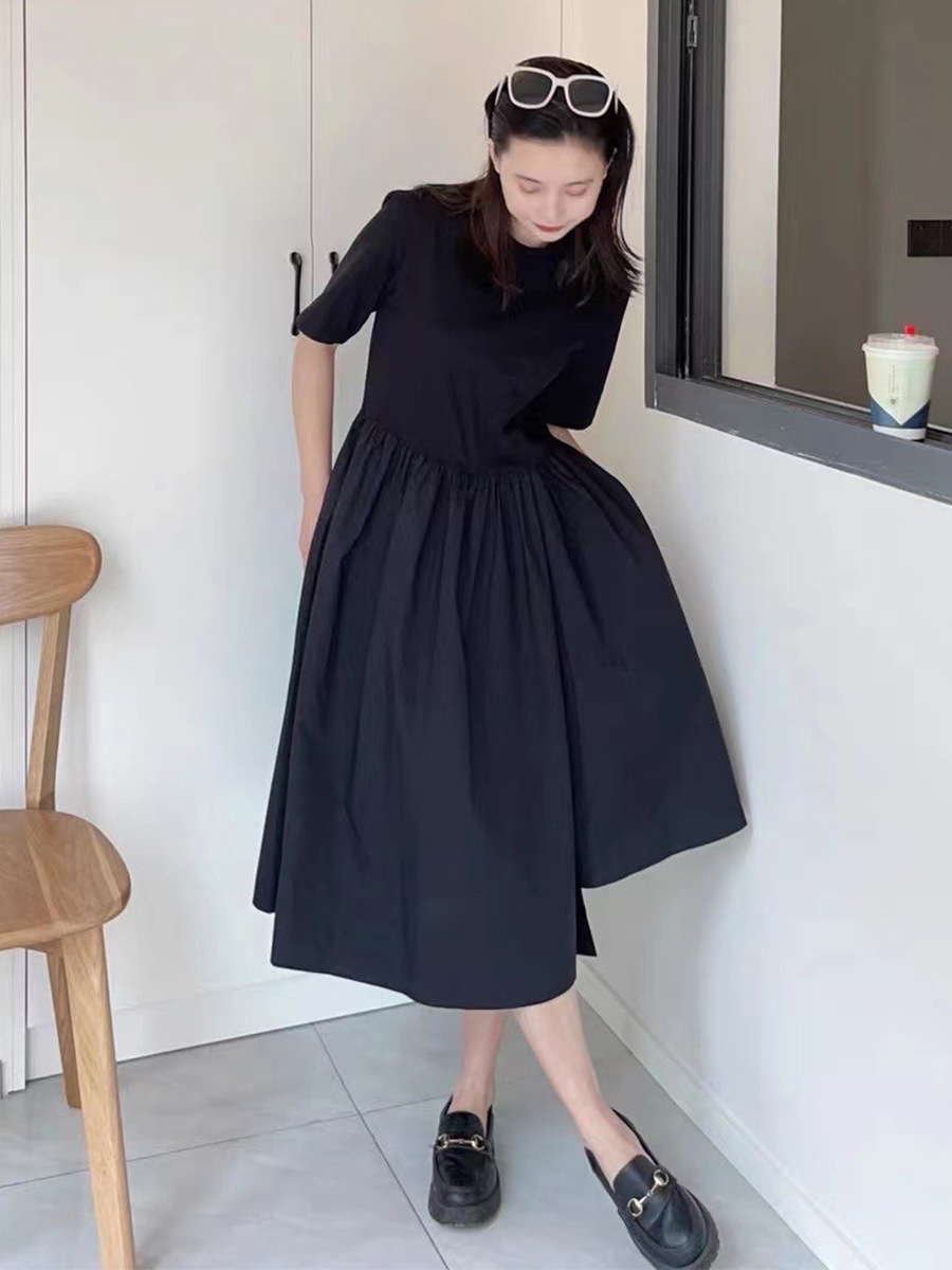Suchi's New Summer Dress Long High-End Summer Design Round Neck Slim and Comfortable Long Skirt