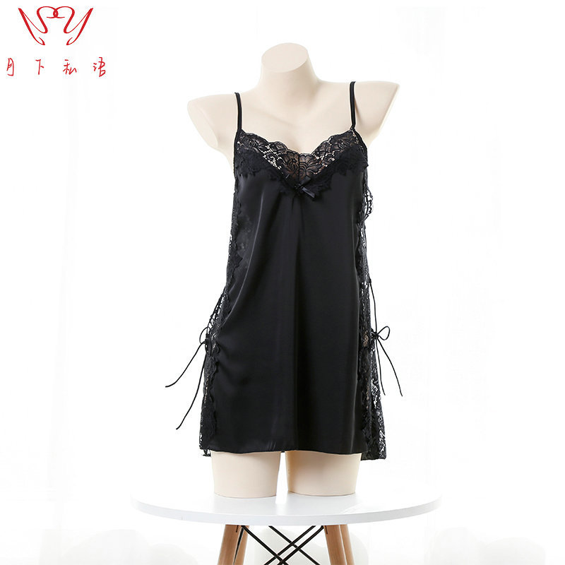Under the Moon whispering sexy underwear temptation high-end lace pajamas women backless strap suit nightdress home wear