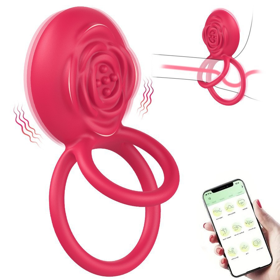 Hot APP remote control male penis delay vibration lock ring masturbator husband and wife fun lock ring spot