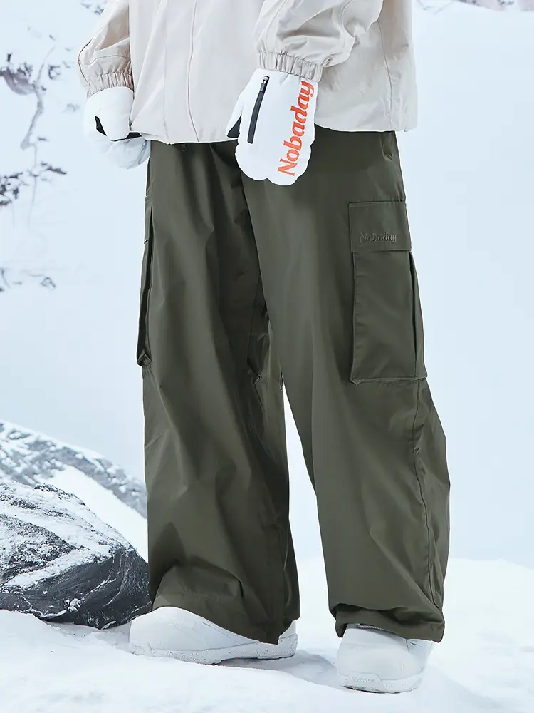 [Chen Zhen's Same Style Avocado Green] Nobaday Single and Double Board Ski Pants for Women Loose Windproof Waterproof Outdoor