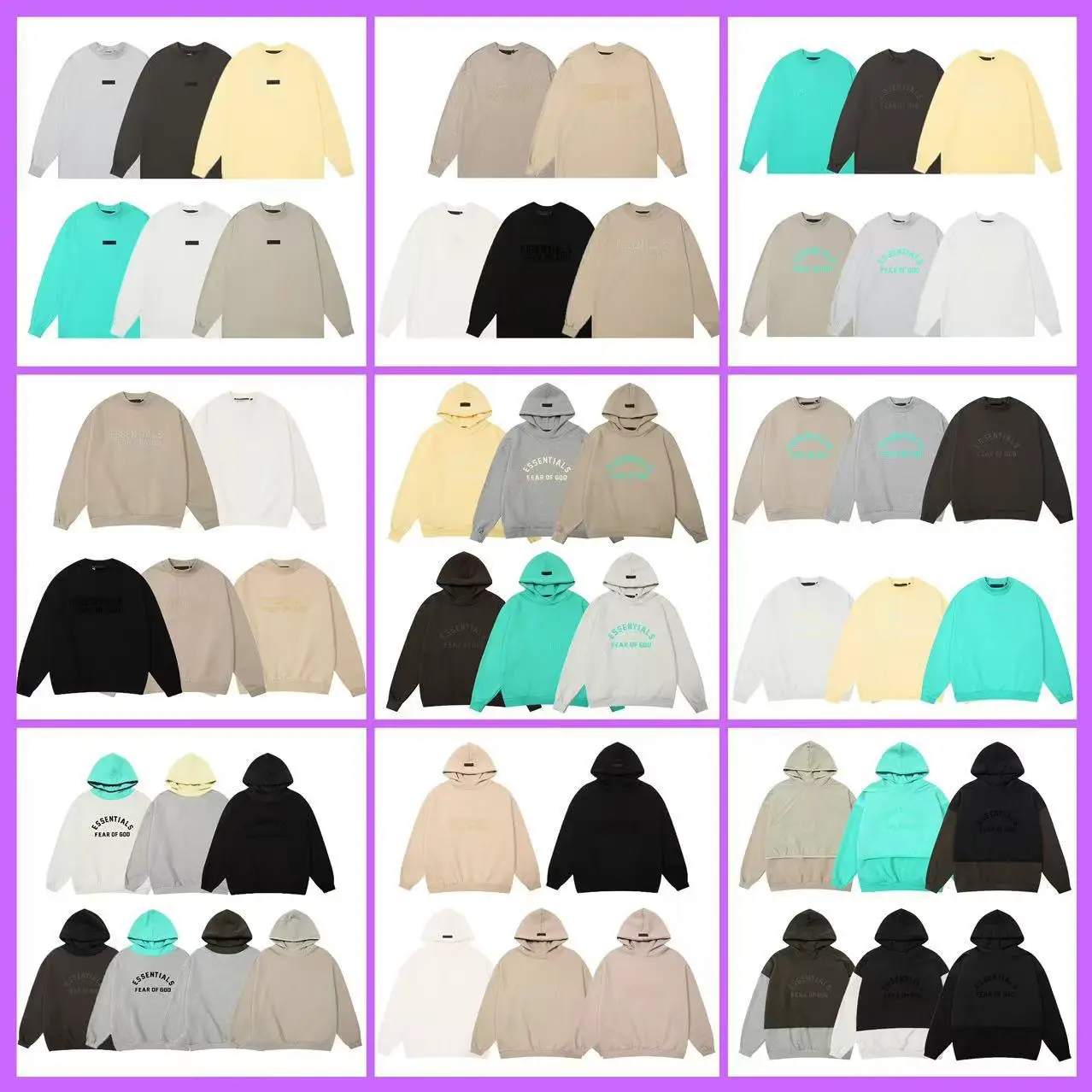 Fall and winter new FOG compound line ESSENTIALS silicone letters padded hooded sweatshirt men and women with models