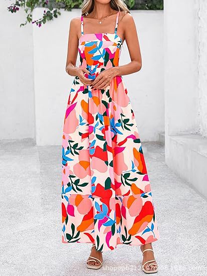 2025 Summer New Printed dress Beach Long Dress Floral Bohemian