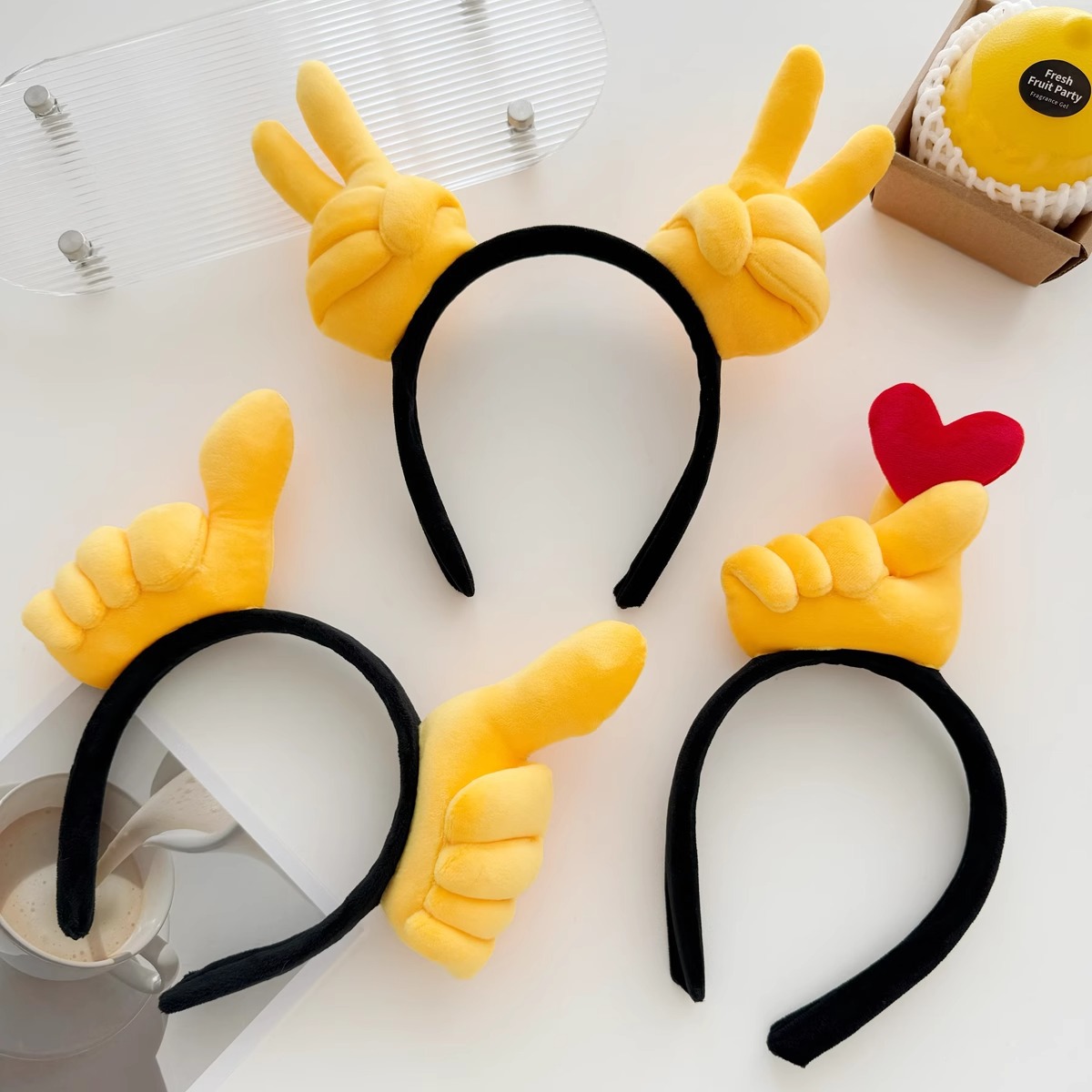 Funny Thumb Victory Gesture Headband Plush Fabric Headband Funny Headband Girls Kids Adult Women