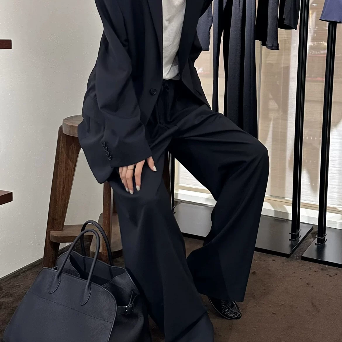 Original style row style 25SS Donatello 100% wool drawstring casual pants loose straight leg trousers