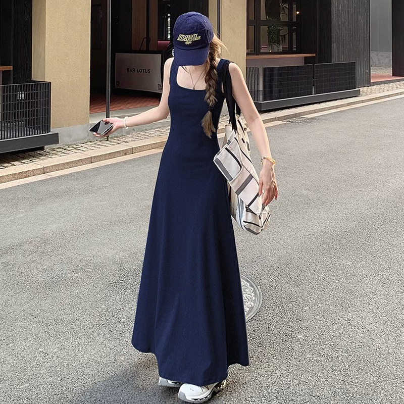 Kendou Style Vest Dress 2025 New Women's Summer French A-Line Suspender Skirt Waist Slimming Look Elegant Long Skirt
