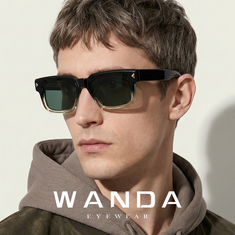 New Polarized Anti-Uv Square Sunglasses S31244 European and American Style Sun Protection Personalized Rivet Sunglasses for Men