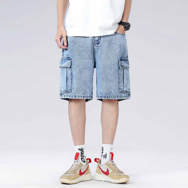 in stock Supply Tooling Denim Shorts Summer Outer Wear Loose Casual Pants New All-match Simple Five-point Pants