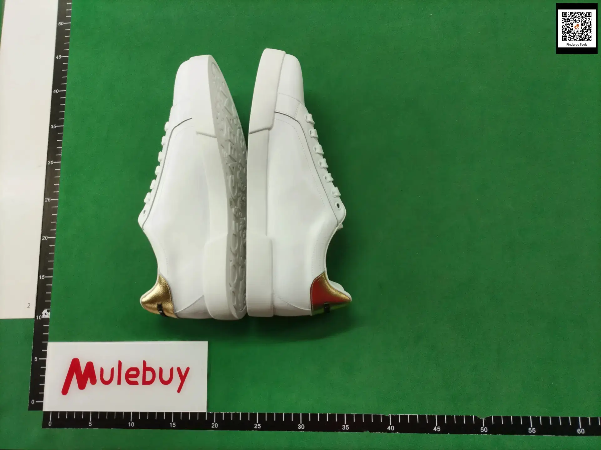 Men's White Leather Sneakers with Gold Heel Accent
