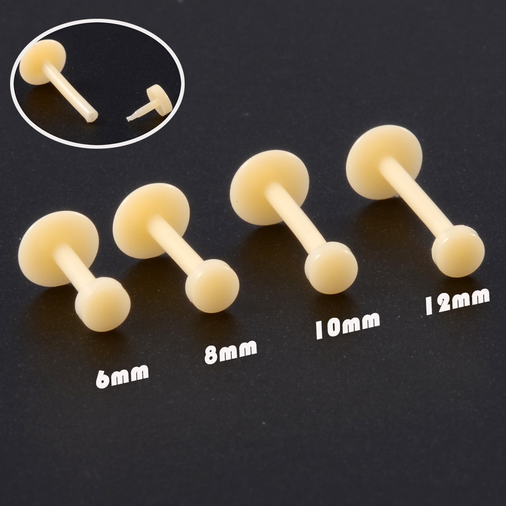 Cross-border flesh-colored acrylic lip nail invisible lip ring detachable plug-in UV ear studs flat wine nest nail earrings