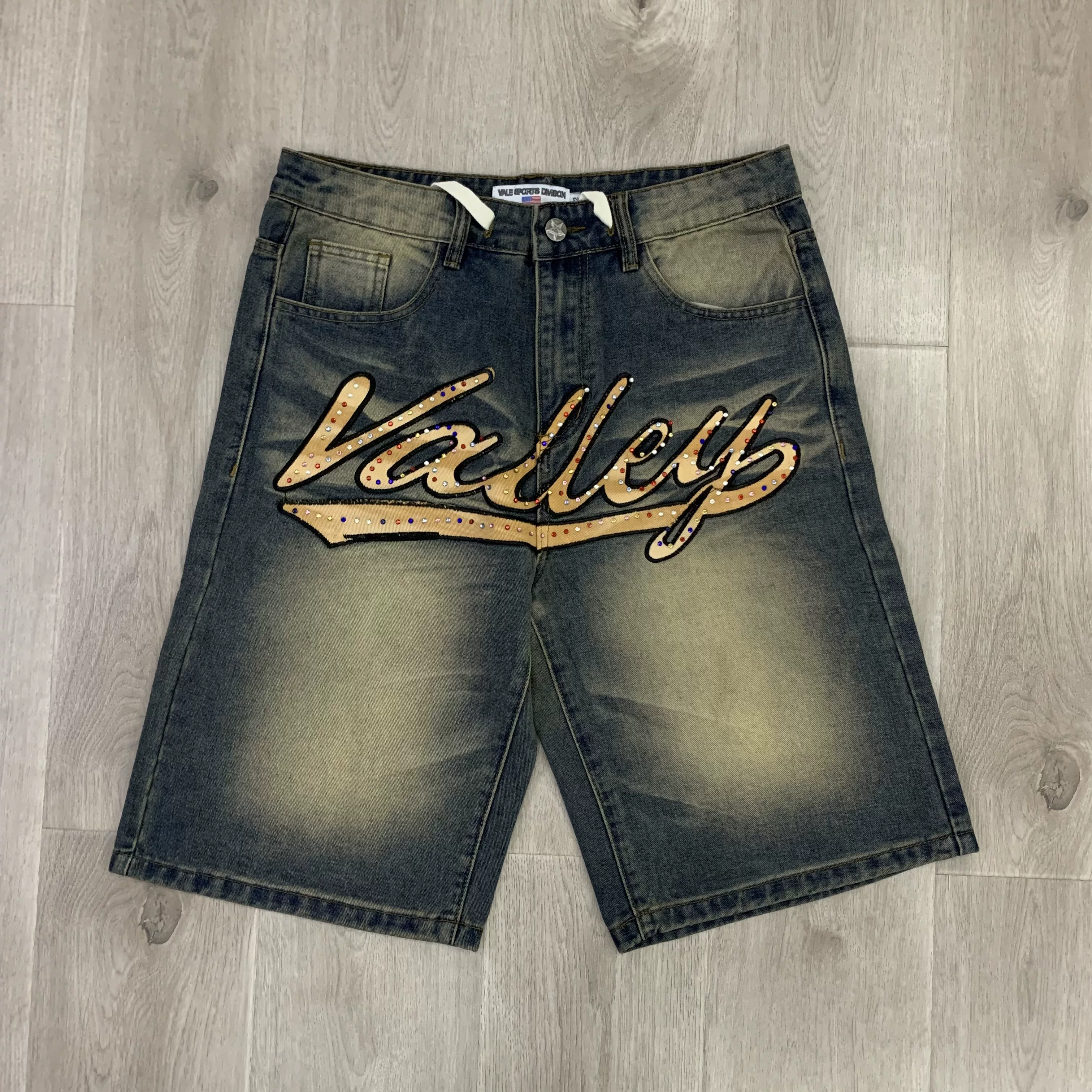 Vale Valley Forever SKITTLES JORTS Jean Shorts Hot Diamond Denim Shorts Trendy