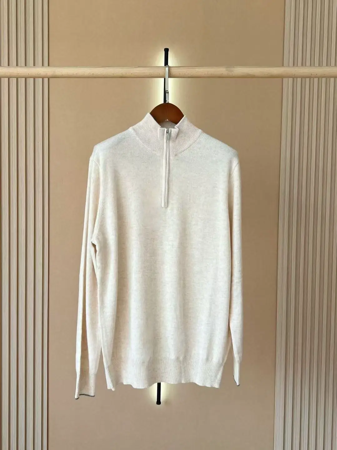 Town Store Old Money B/C Men's Daily Versatile Solid Color Half High Collar Half Zipper Cashmere Long Sleeve Hooded Knitted Sweater
