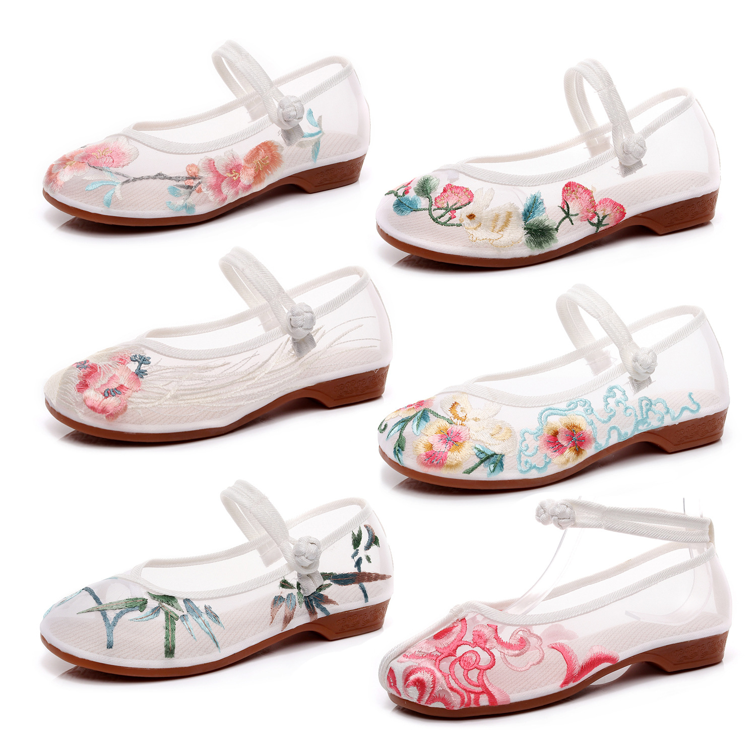Mesh Shoes Sandals Mesh Shoes Ox-band Soles Summer Ethnic Style Embroidered Cloth Shoes Women's Shoes Women's Shoes for Students
