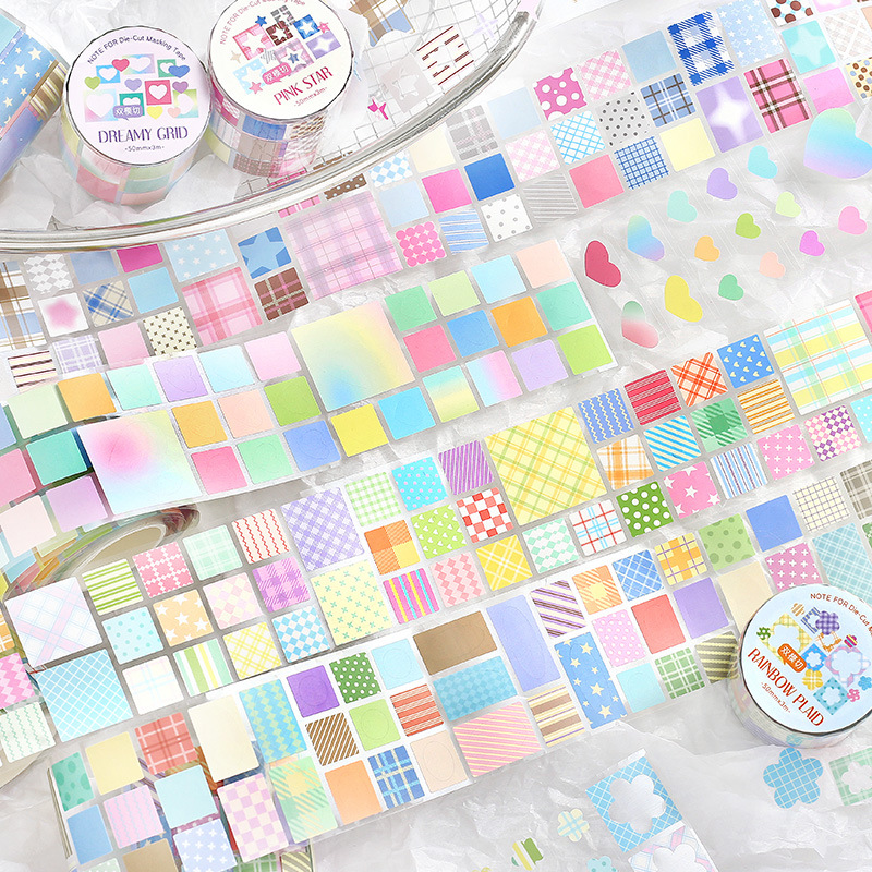 Note for Synthetic Paper Die-Cut Tape Can Be Shipped on Behalf of Others. Colorful Patterned Stickers, Basic Pattern Journaling and Collage