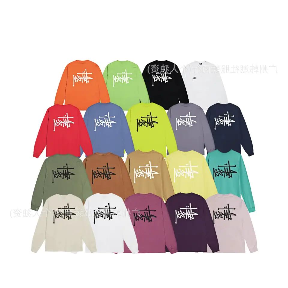 Original label cross-border new tide brand stu tour classic letters printed round neck long-sleeved T-shirt one piece of delivery
