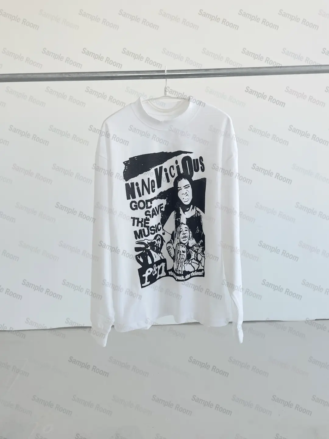 NINE VICIOUS F\u0026N # 2 LONG-SREEVE Heavy Weight Wide Thread Collar Long Sleeve Printed T-shirt