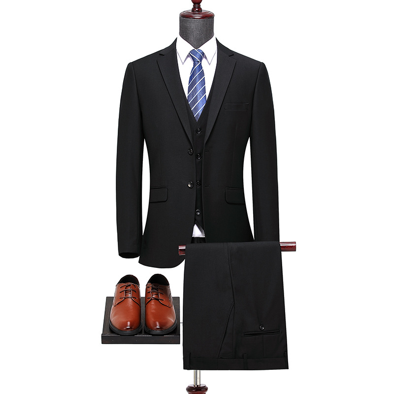2026 British Style Men's Suit Set for Young and Middle-Aged Business Professionals, Formal Casual Non-Iron High-End Three-Piece Suit