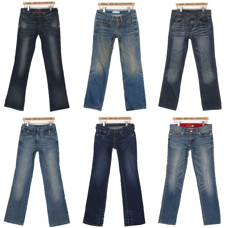 Vintage Export Denim Y2K Millennial Brand Low-Rise Wide-Leg Flared Pants Straight-Leg Brand Foto QC de TAOBAO na Qualit.ly