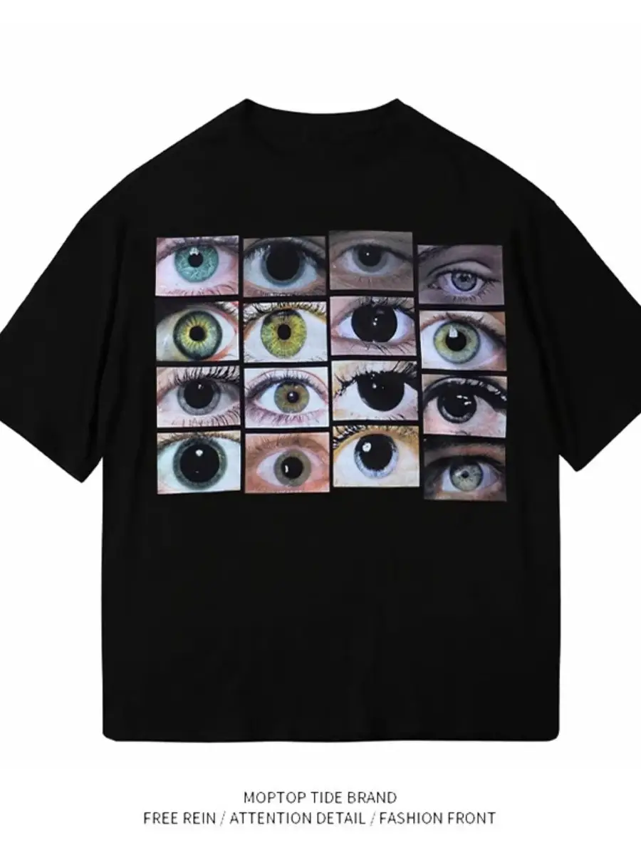 Mr. WH Summer New Arrival Creative Special-Interest Fashion Brand Pure Cotton Loose Short Sleeve T-shirt Casual Easiest for Match