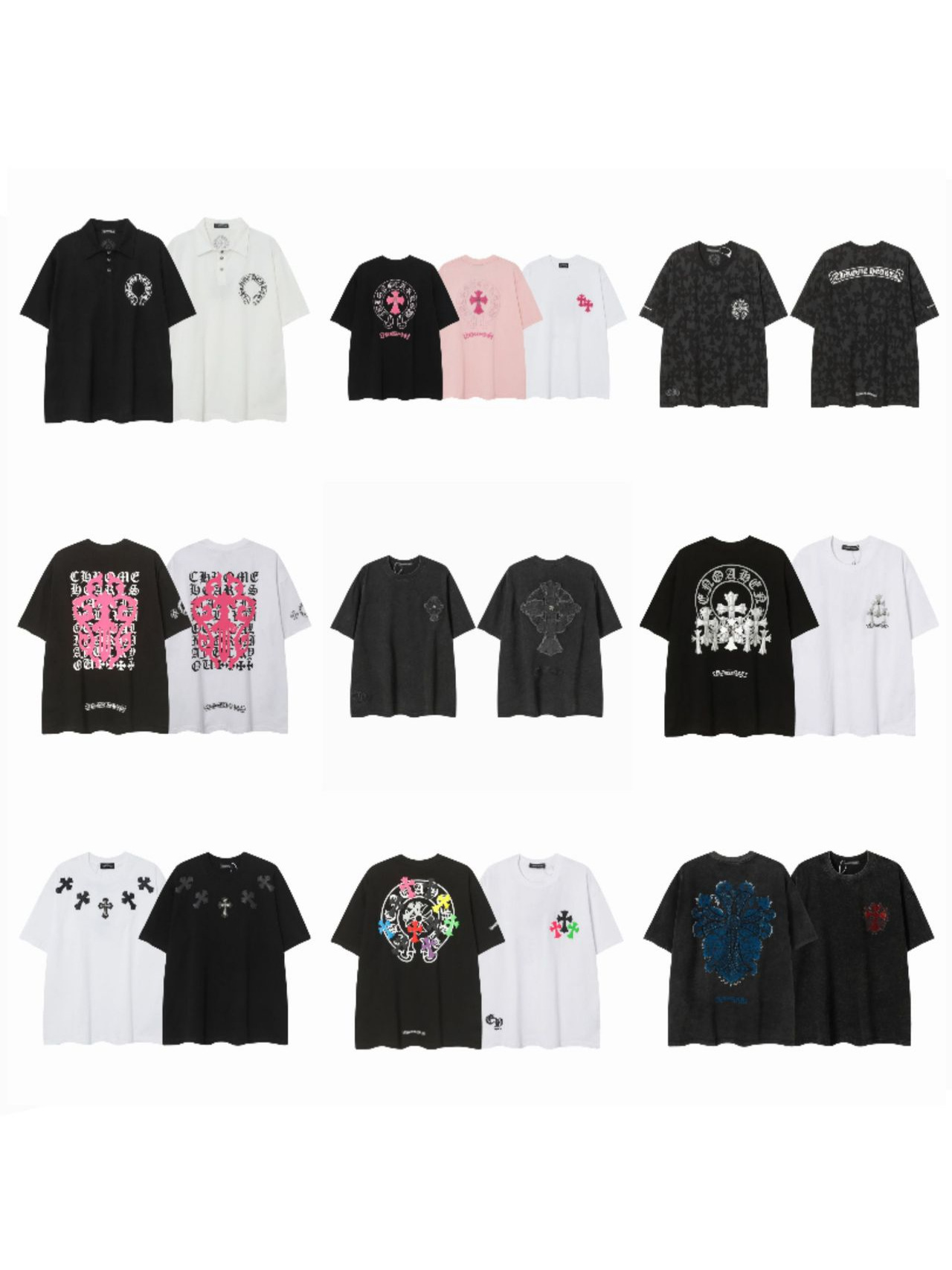Cross-Border Trendy Brand Chrome Hearts Croton Short-Sleeved T-Shirt High Quality New Horseshoe Print Pure Cotton Short-Sleeved