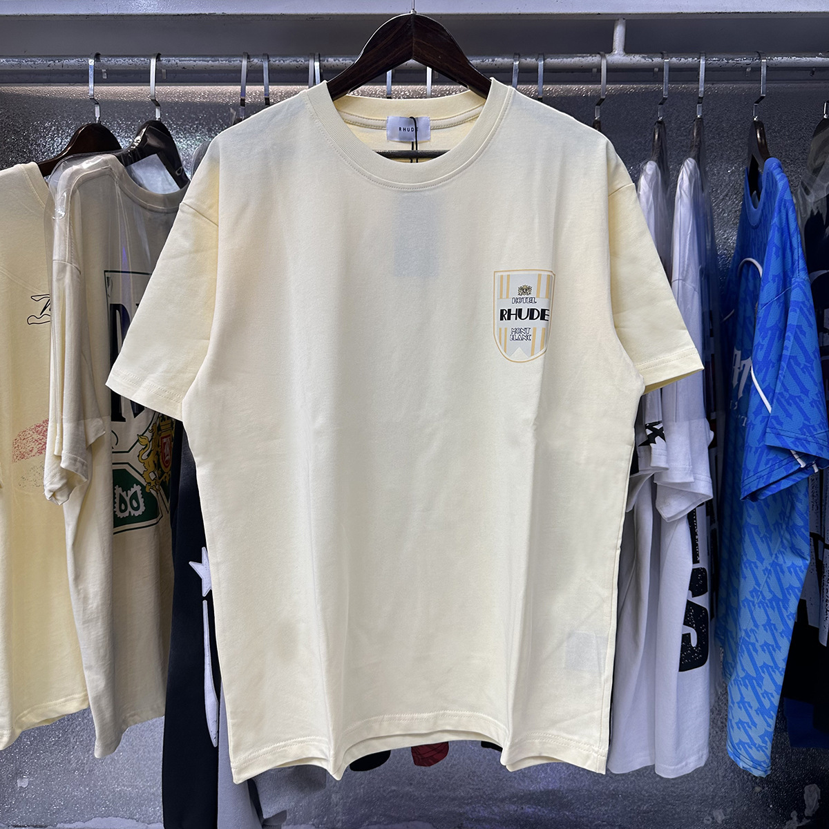 2024 New Rhude Mont-Blanc Hotel Commemorative Short-Sleeved T-Shirt for Men and Women