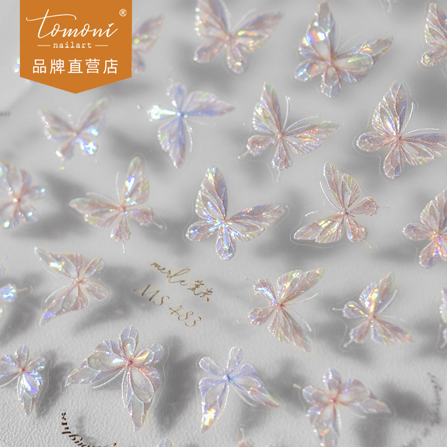 Tomoni Don'T Miss Shell Light Manicure Stickers Peach Minnie Face Stickers Nail Stickers Wholesale Streamer Colorful Butterfly Hot Style
