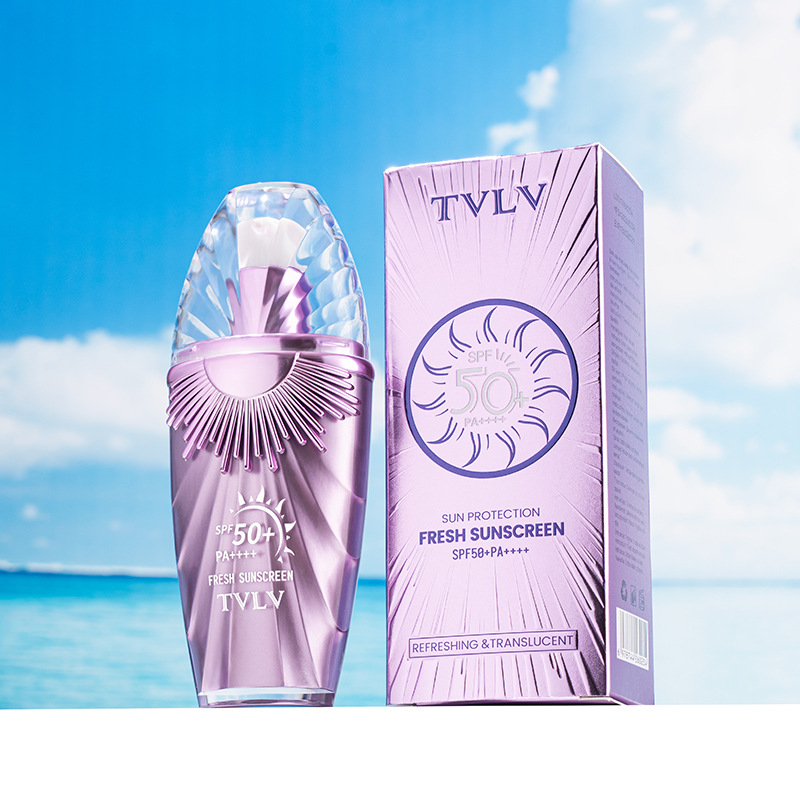 Cross-Border Tvlv Refreshing Sunscreen Spf50 Naturally Brightens Skin Tone, Is Refreshing, Non-Greasy, Silky and Easy to Apply