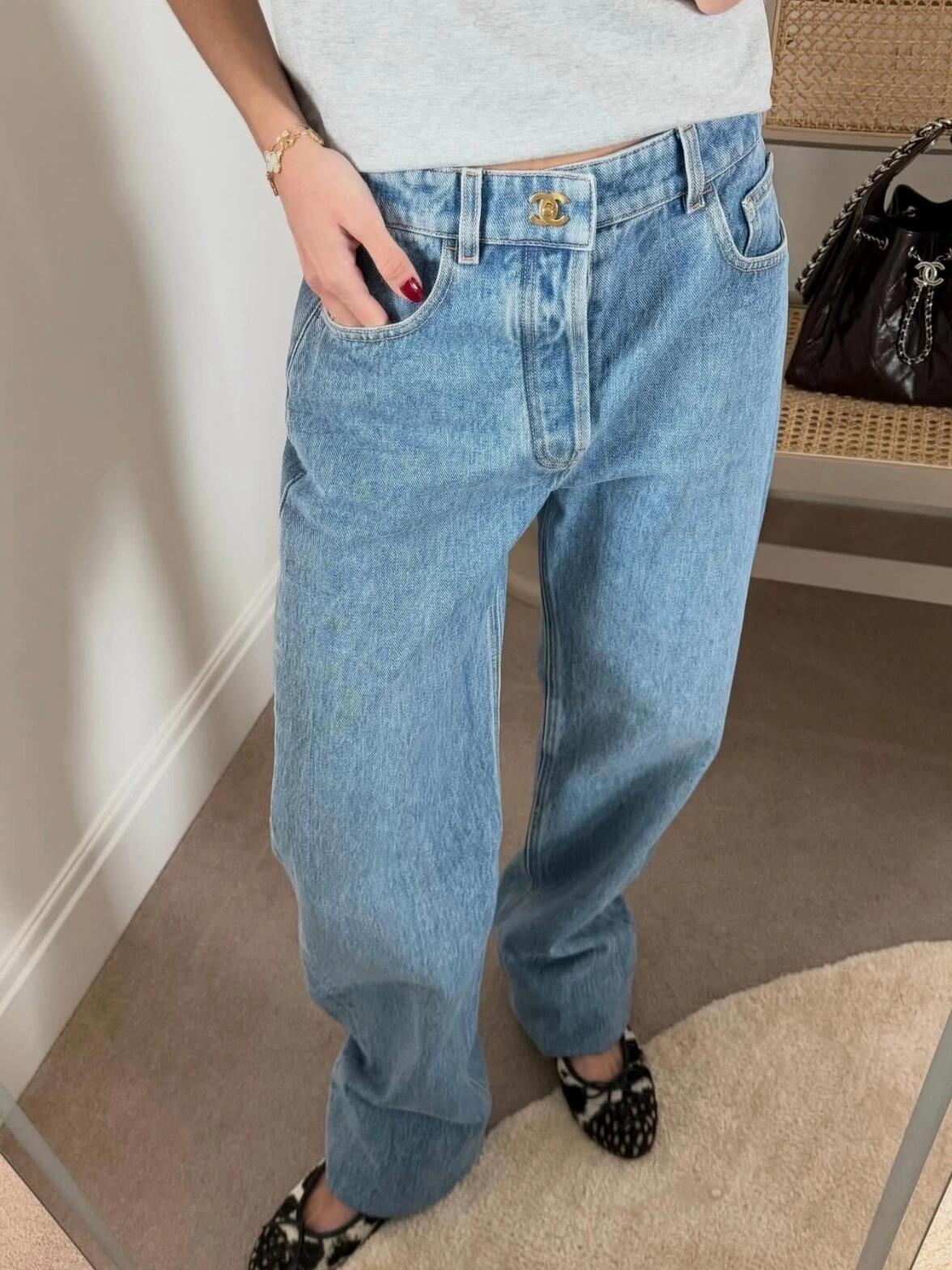 Chanel-Style 26 Spring/Summer New Embroidered Logo Washed Denim Straight High-Waisted Slim-Fit Personalized Women's Jeans QC-foto från 1688 på Qualit.ly
