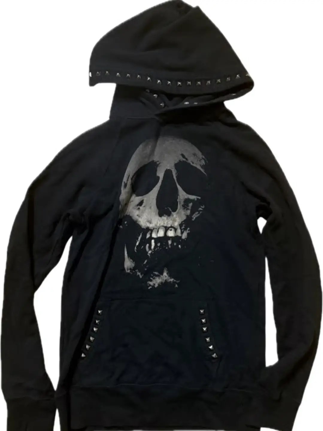 Bdss Independent and Rebellious Style Strawberry Skull Studded Hoodie