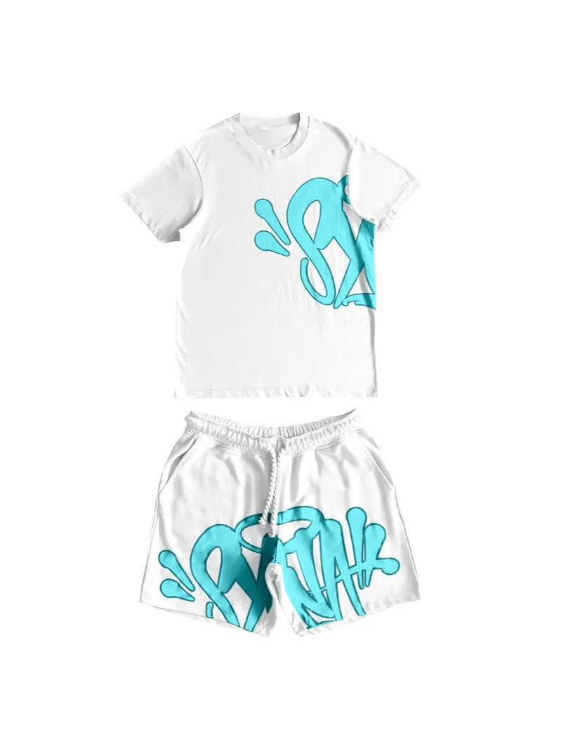 European and American Street Hip-Hop Men's and Women's Letter Printed Loose Short-Sleeved Children's Clothing Men's Summer Fashion Brand Casual Sports Suit
