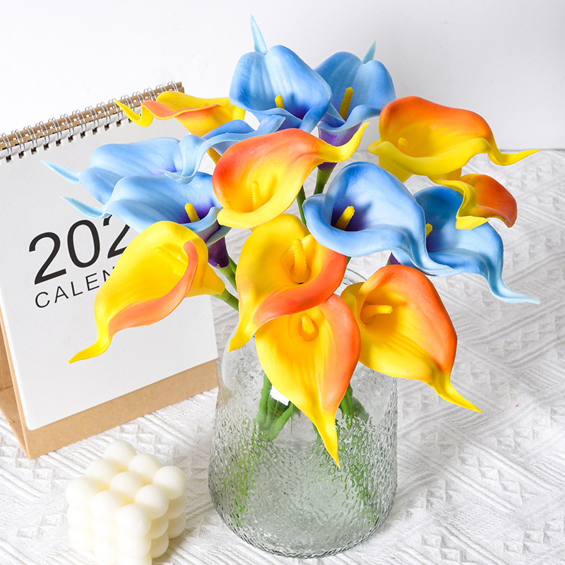 Simulation calla lily pu feel fake flower simulation flower home decoration ornaments wedding mini small calla lily wholesale