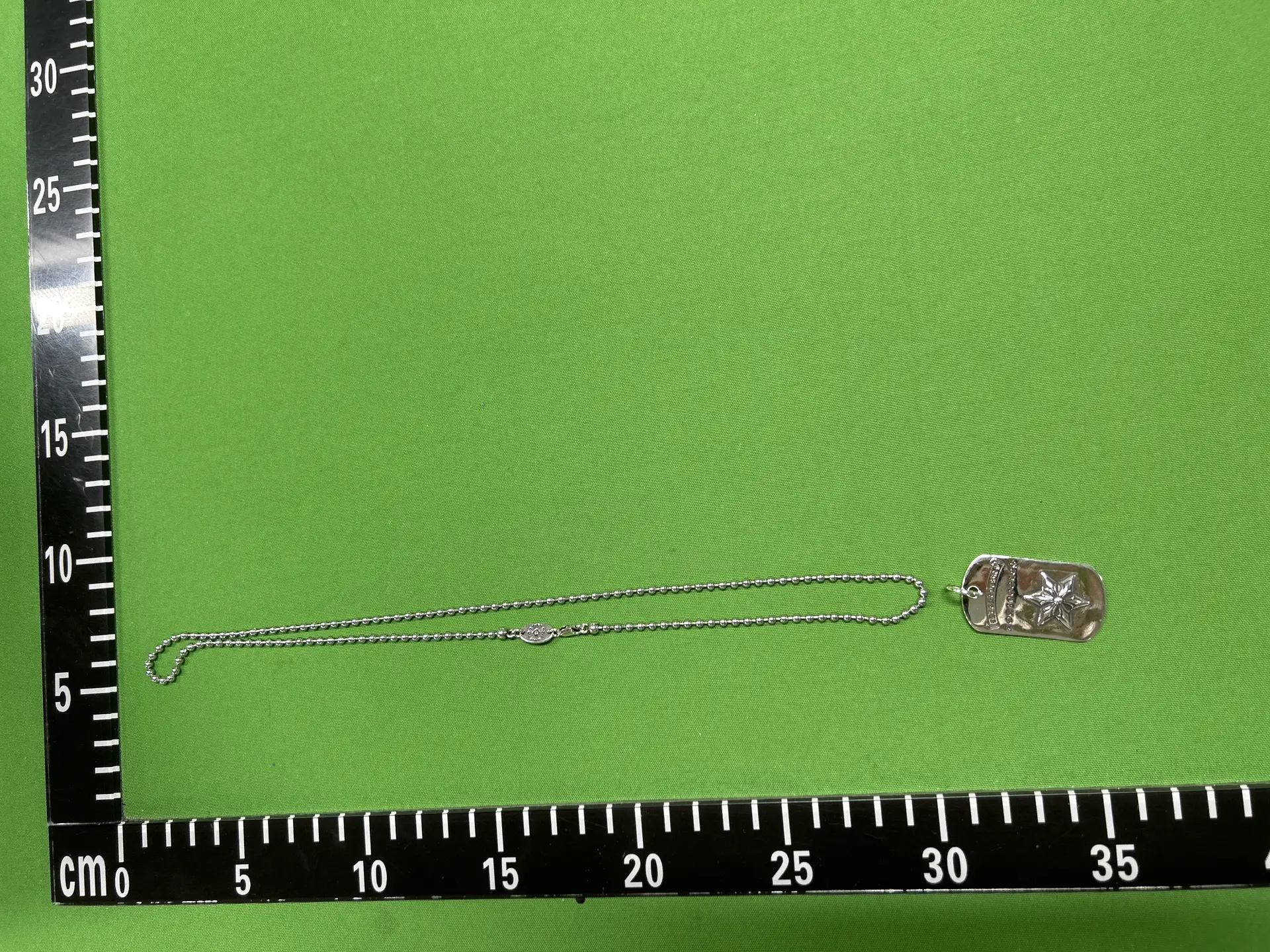 Silver Dog Tag Necklace with Star Pendant