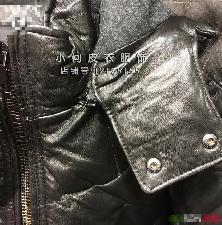 SLD Removable Hat Raccoon Fur Genuine Leather Sheepskin down Jacket Leather Coat 417410508