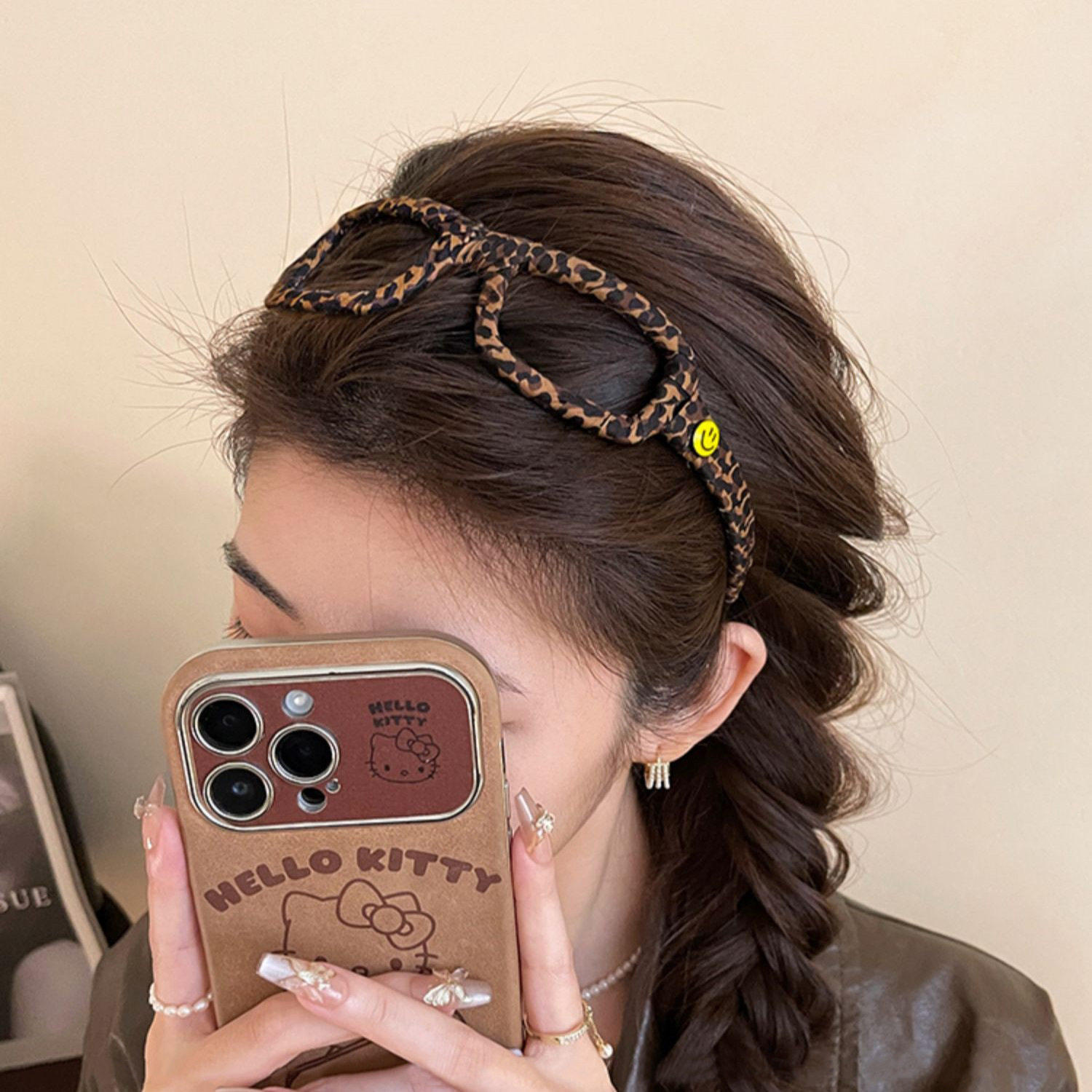 Korean High-end Leopard Print Glasses Frame High-end Sense Hair Clamp Hair Hoop Women's High Cranial Top 2024 New Style All-match Head Hoop for Going Out
