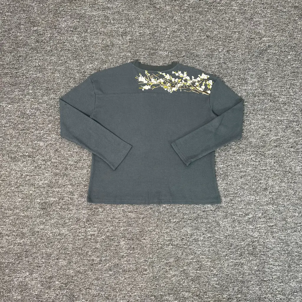 New Gray European and American Derschutze Blossom German Flower Embroider High Quality T-Shirt Men's Long-Sleeved Tops