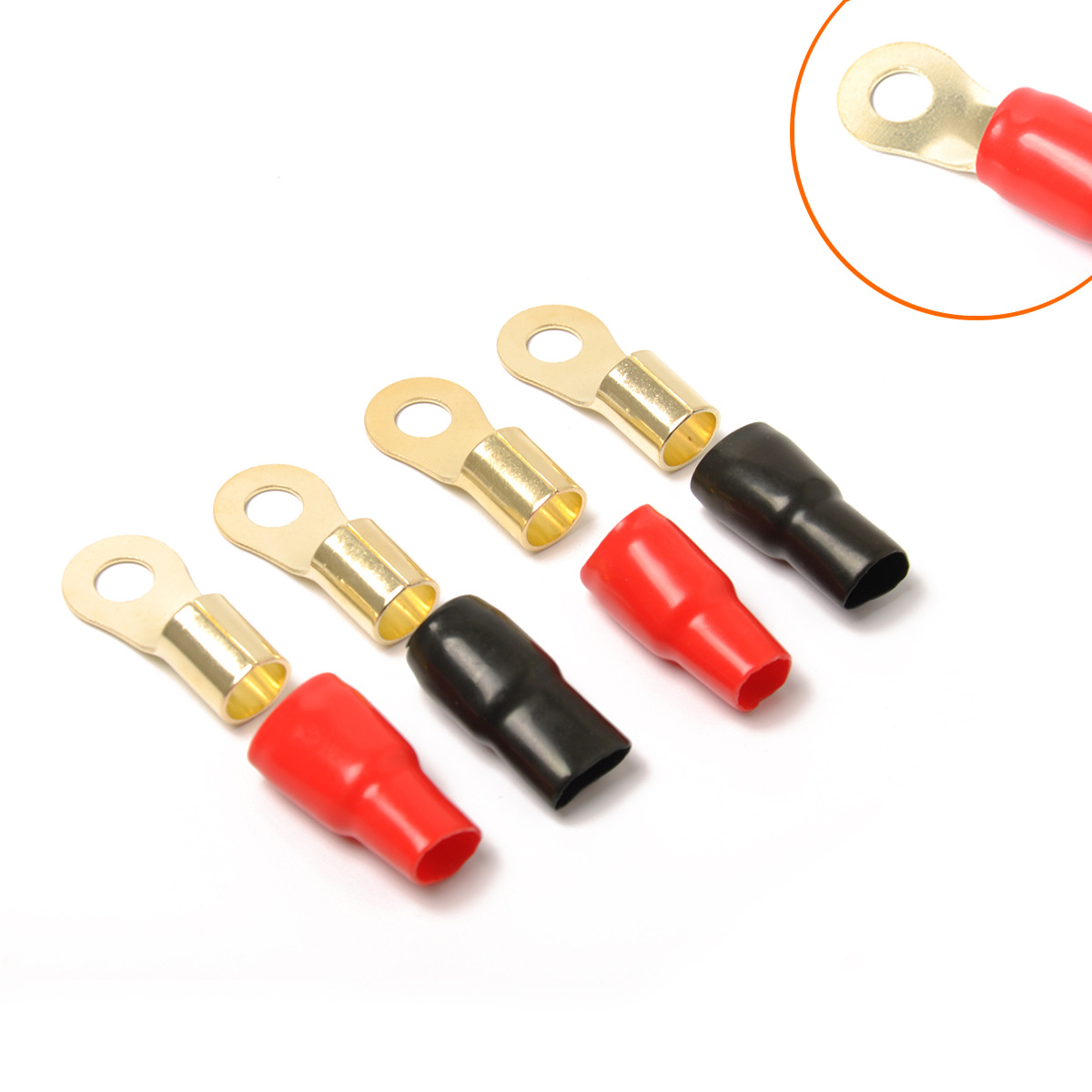 Cross-border best seller car audio modification round brass wiring terminal 0GA suit (2 pairs)