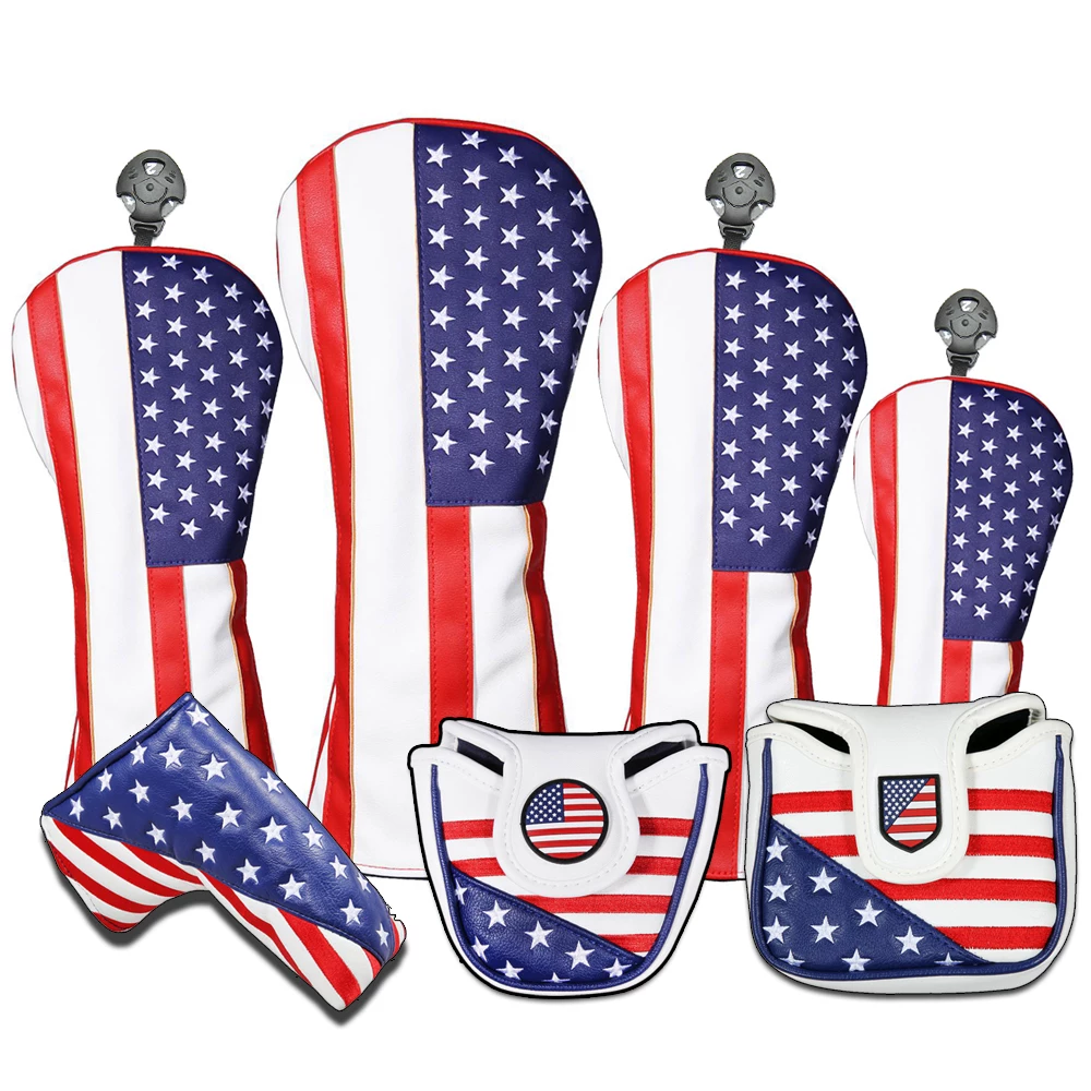 Shangbian Golf Putter Cover Star and Stripe Pattern L-Shaped Square Semi-Circle Putter Protective Cover Pu Waterproof Material