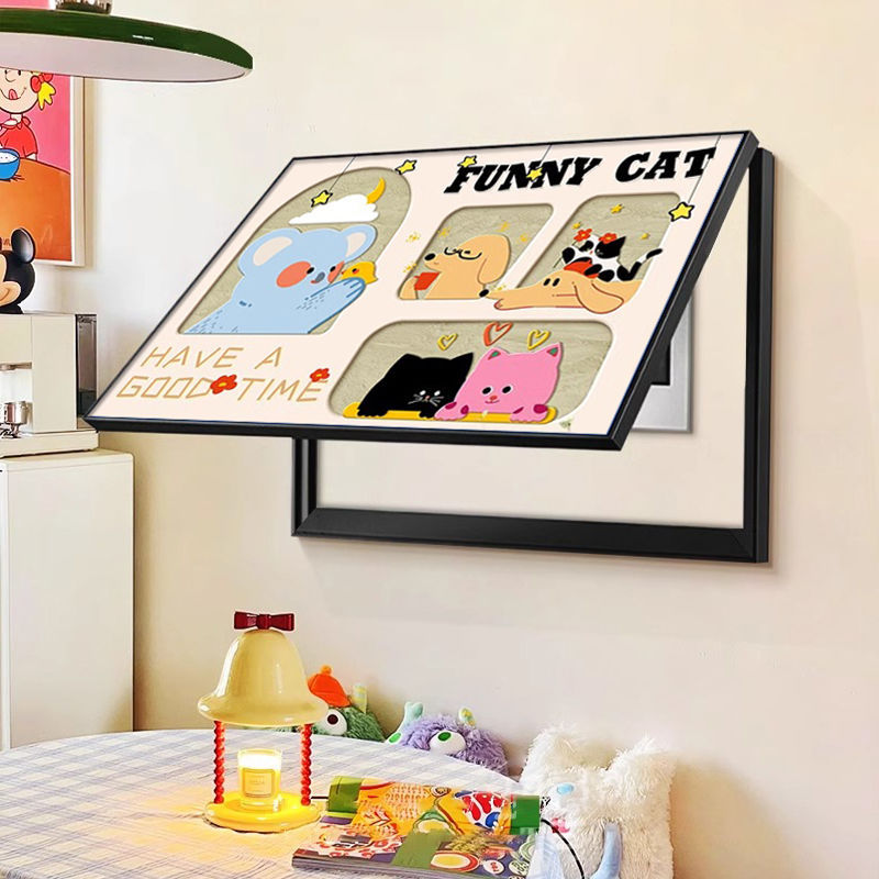 Dopamine Living Room Electric Meter Box Decorative Painting Cream Cartoon Restaurant Wall Art Electric Box Cover Painting Electric Switch Box Hanging Painting