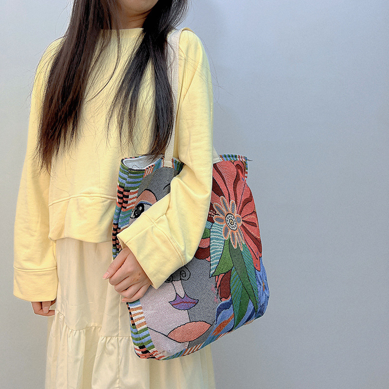 Artistic cloth bag ethnic style women's bag commuter shoulder cloth bag retro Chinese style cloth bag large capacity bag for women