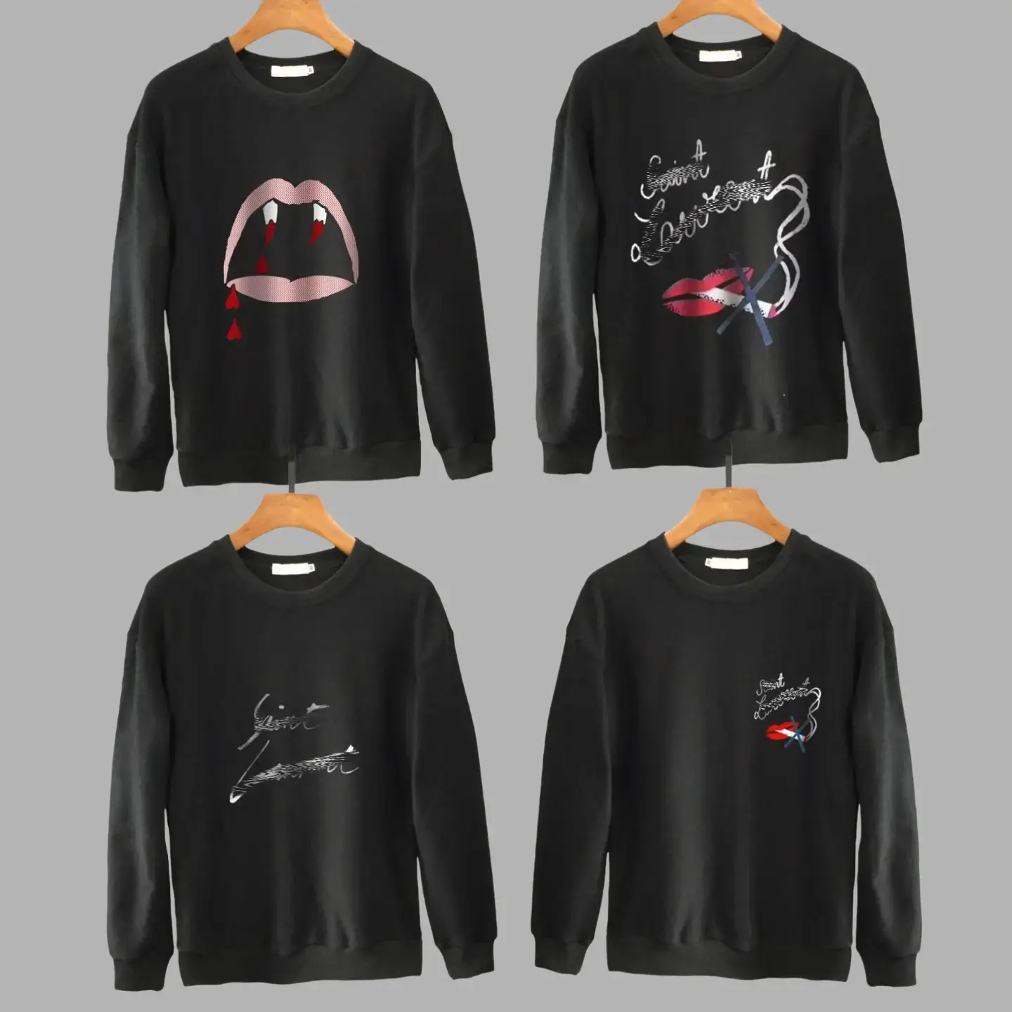 Saint Laurent Black Crew Neck Sweatshirt Men Women