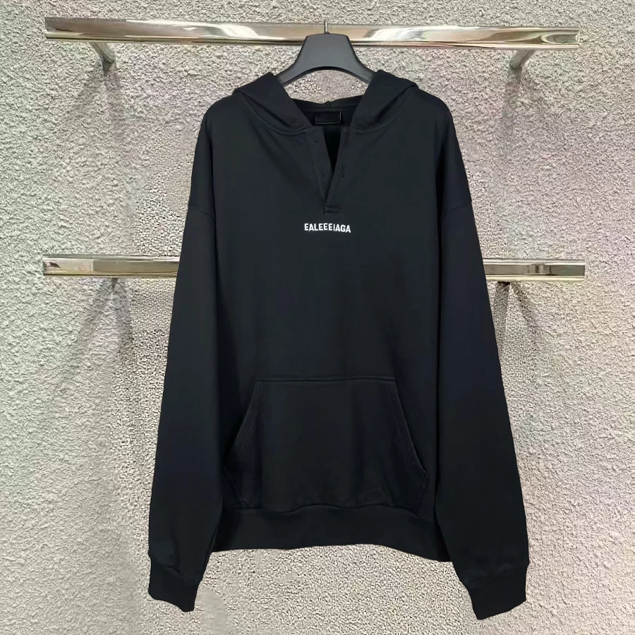 ceiling! Paris style 25fw autumn new men's looped pullover hooded long sleeved thick cotton T-shirt couple jacket
