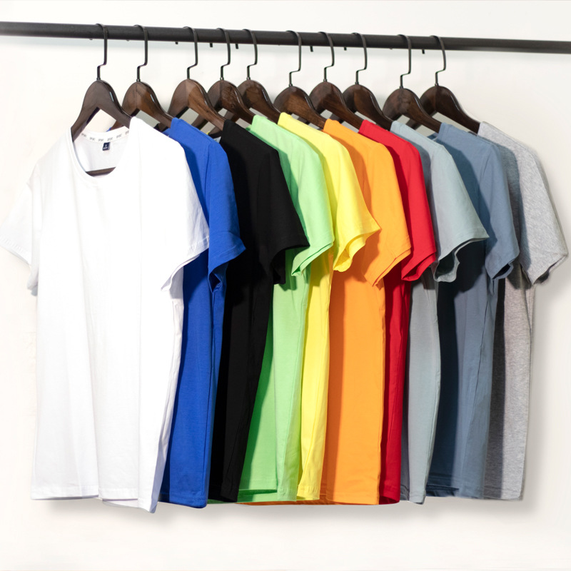 Large size men's clothing | Live supply ice cool cotton solid color 200g weight T-shirt simple Joker plus fertilizer increase short sleeve men