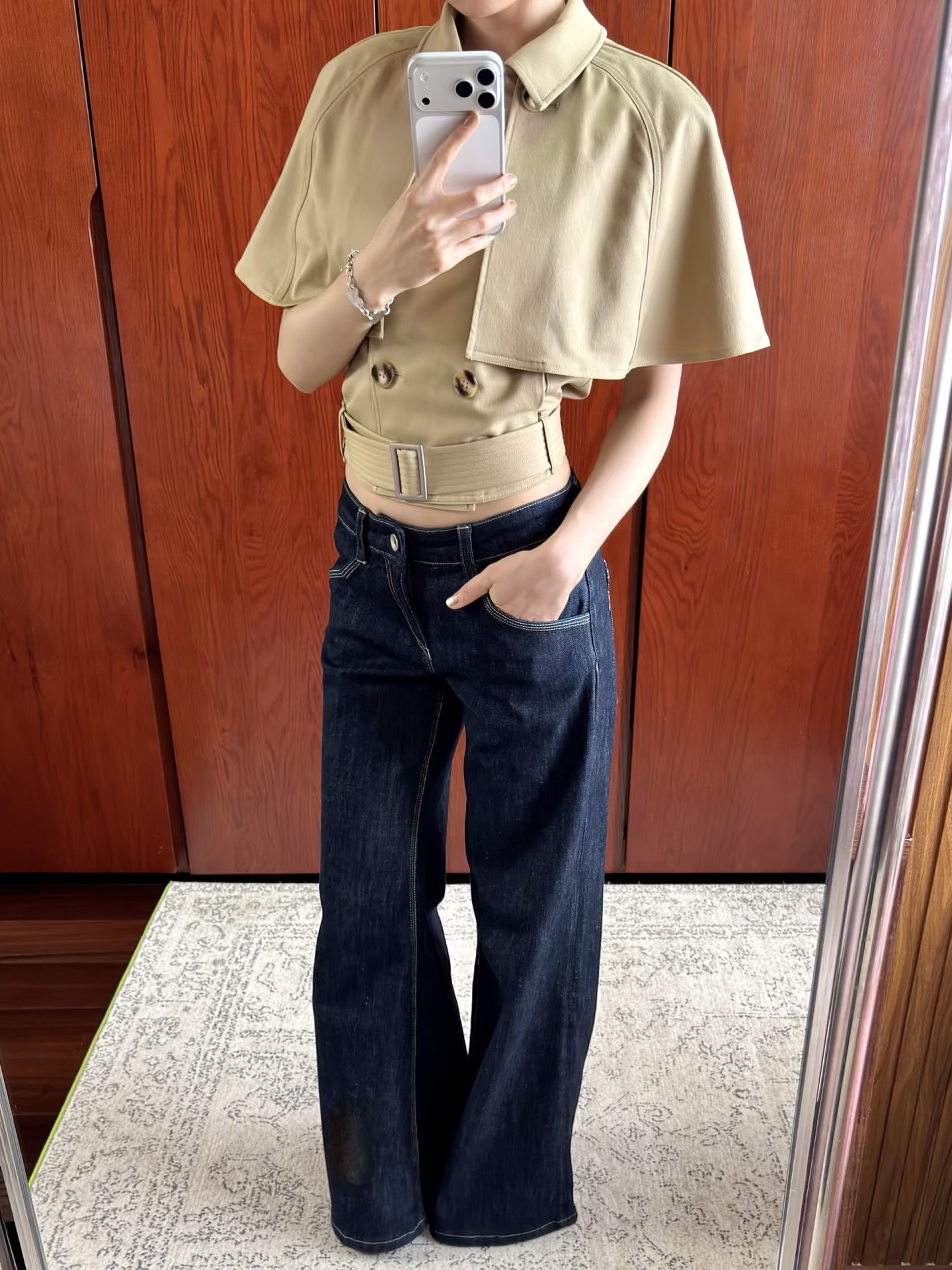 "Brand Fabric" Jianjian's Same Style Chic Low-Waist Flared Jeans Wide-Leg Slimming Long Pants for Women Nanyou Wholesale