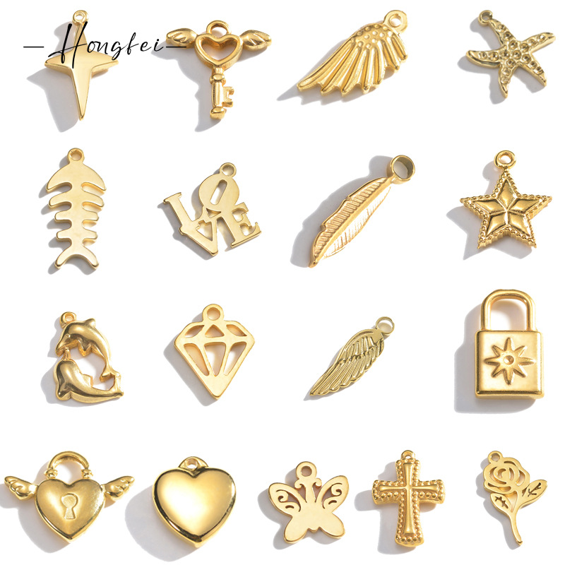 European and American Retro Simple Style Letter Love Wings Heart Cross Accessories Stainless Steel Jewelry Factory Direct Sale