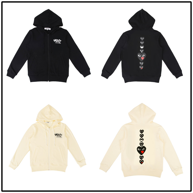 Heiplay Japanese Style Peach Black Heart Trendy Brand Men's and Women's Hooded Zipper Trash Sweater Expression Bag Autumn and Winter Couple's Style