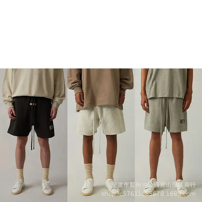 2022Ss Shorts 1977 Flocking Printing Fog Multi-Thread Essentials Trendy Brand Shorts Cross-Border Hot Sale