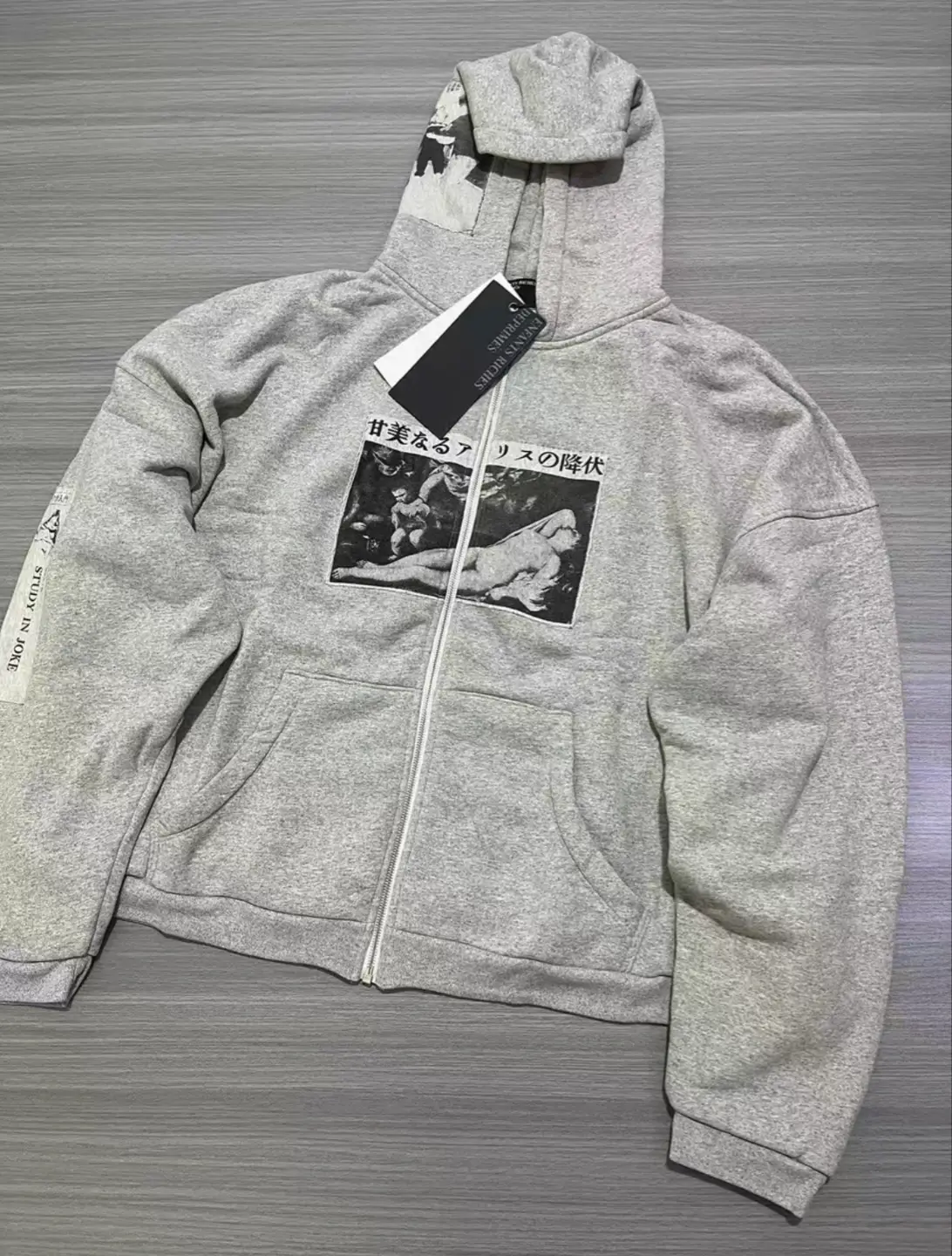 (Disassembled and Custom-Woven) Erd 25Ss Sweet Subduing Flower Gray Hoodie